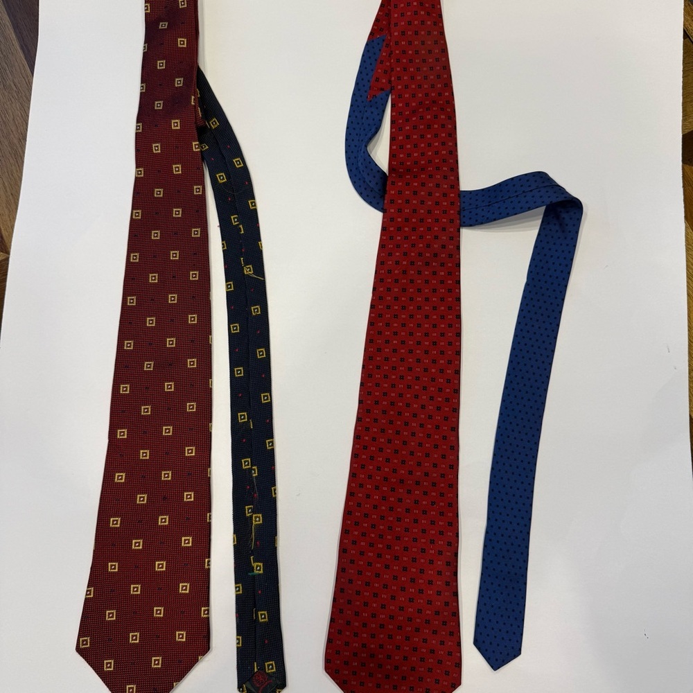 Tommy Hilfiger Red and Blue Patterned Ties Vintage made in USA silk